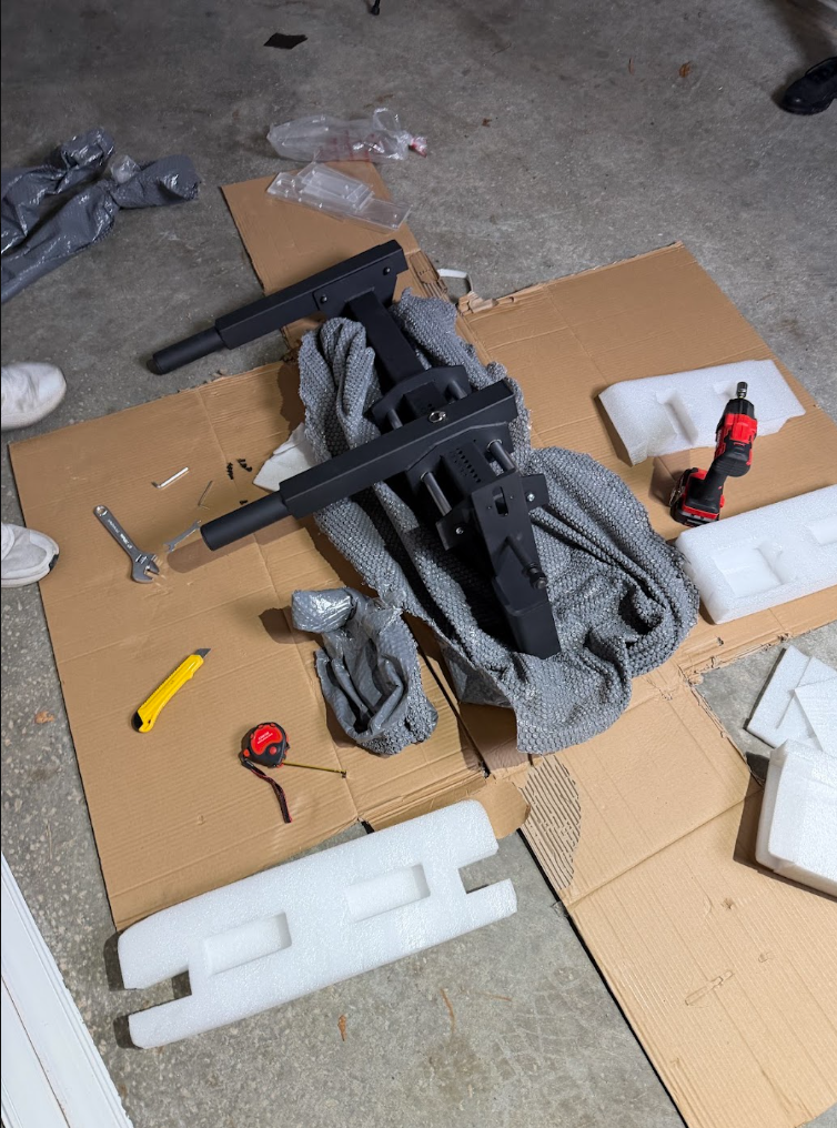 Street Spec Dip Bar components being assembled after unpacking