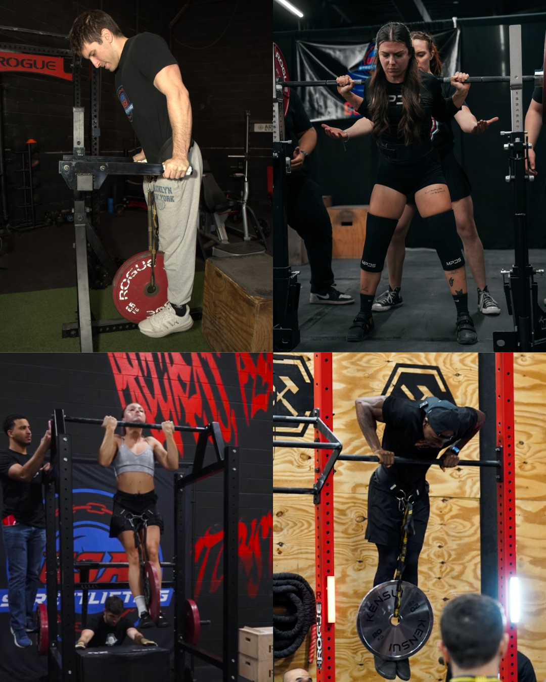 Athletes performing the four competition lifts