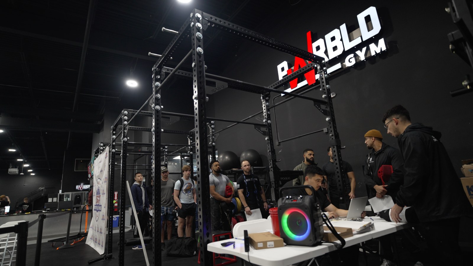 Streetlifting athlete warming up before competition attempts
